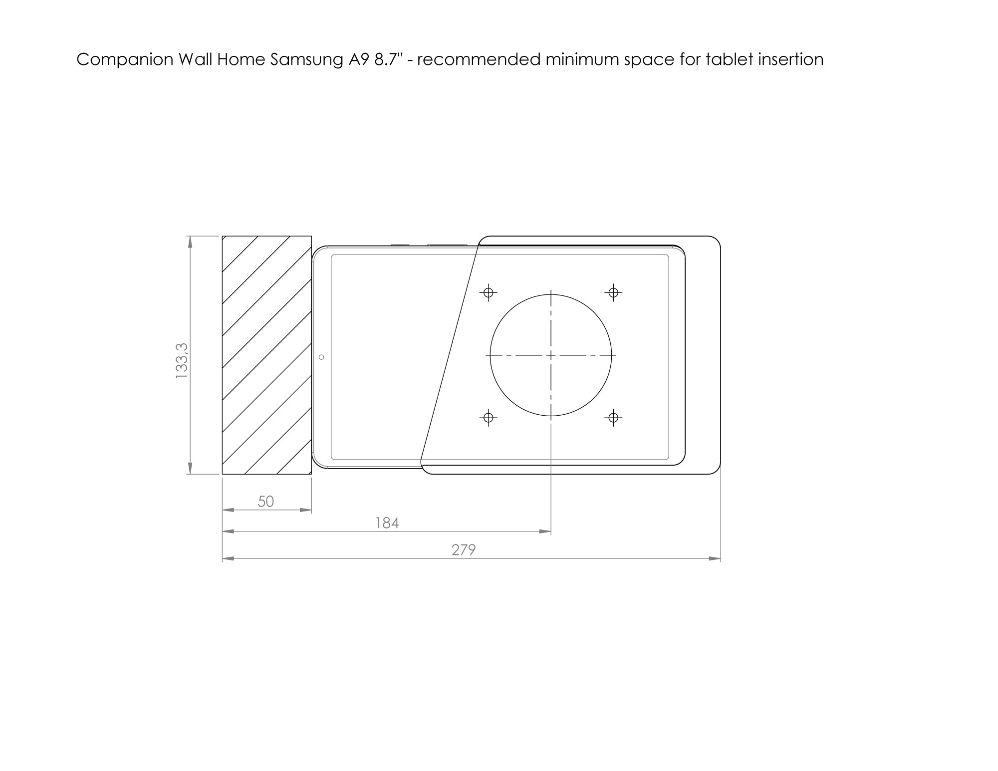 Companion Wall Home for Samsung Tab A9 8.7" measurements