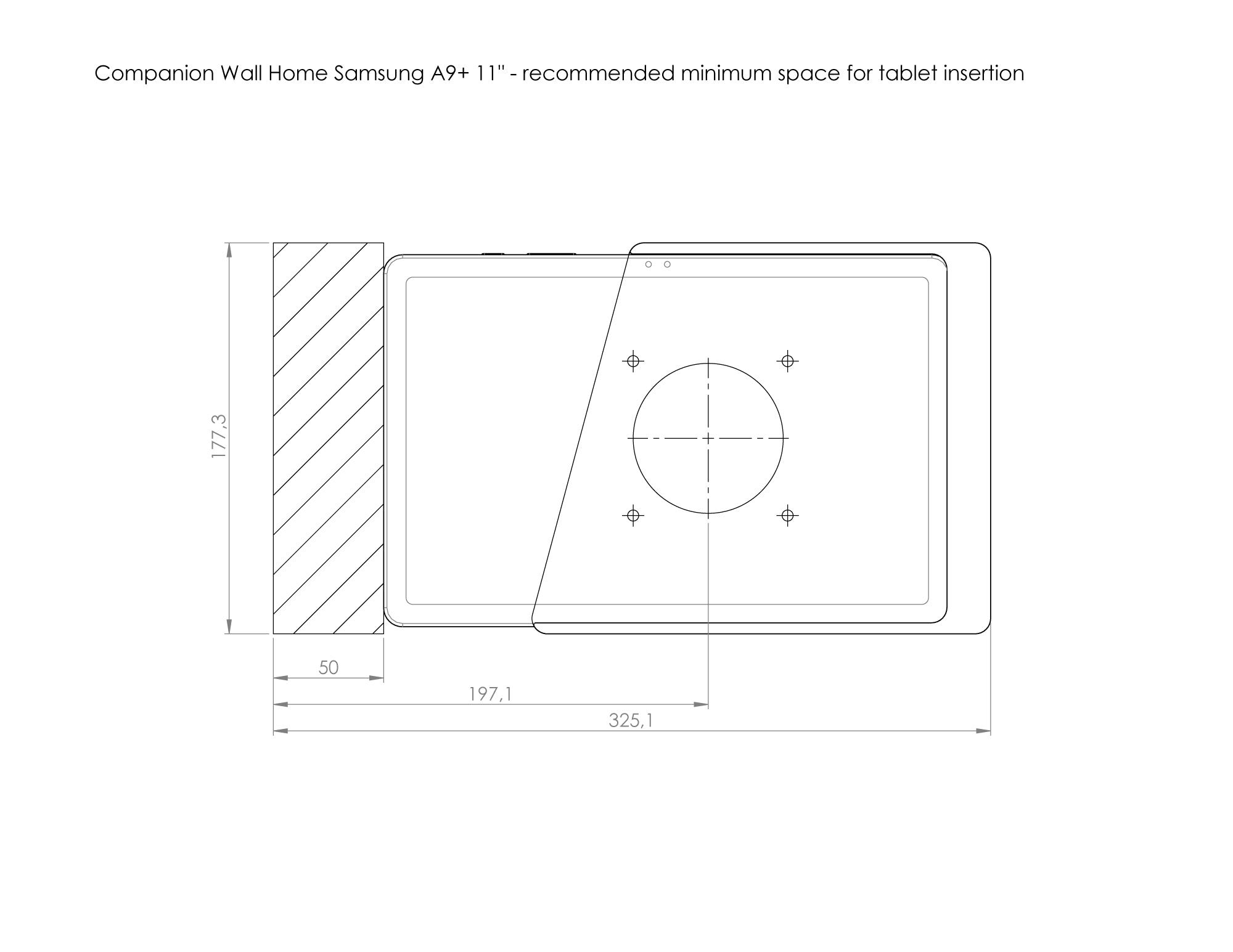 Companion Wall Home for Samsung Tab A9+ 11" measurement