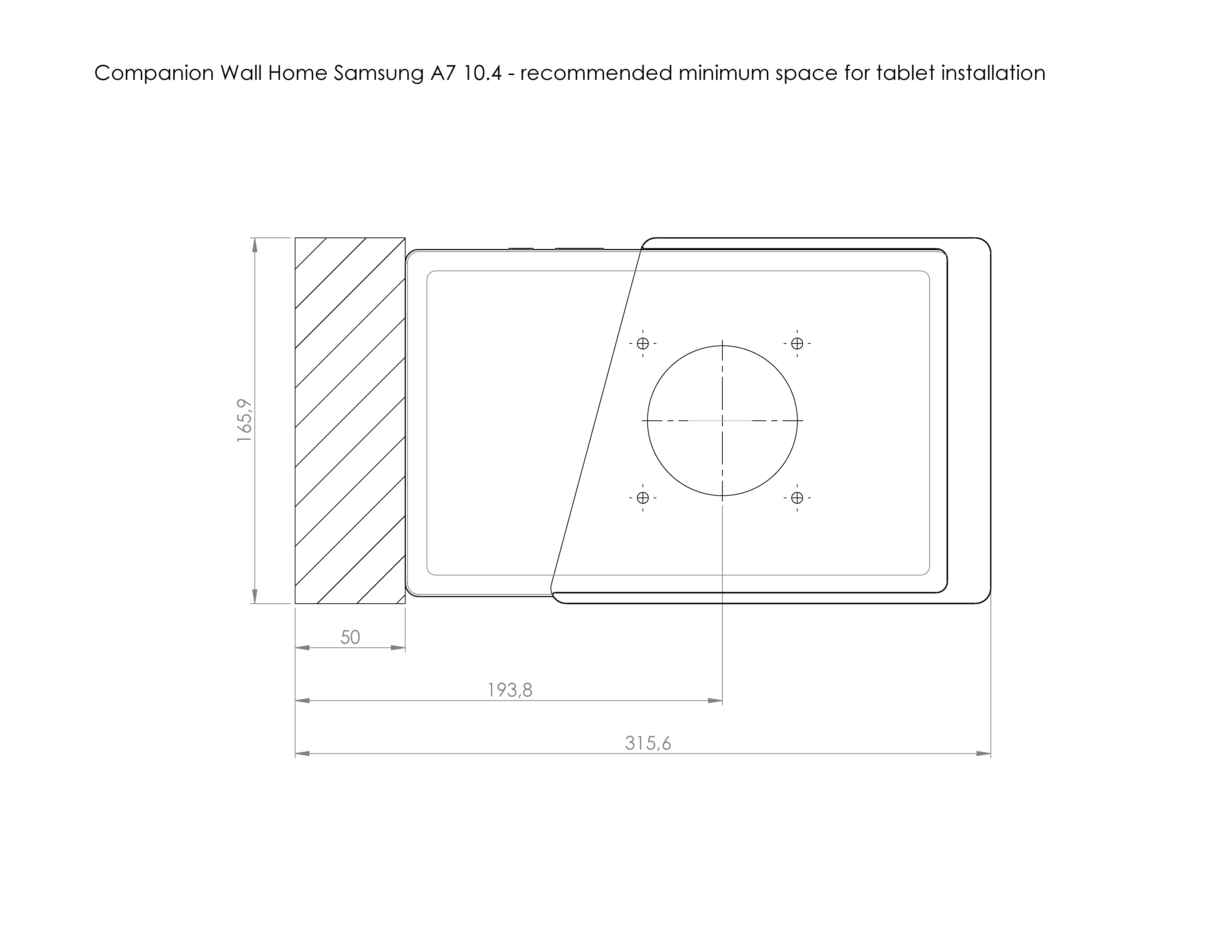 Companion Wall Home for Samsung Tab A 7 measurements