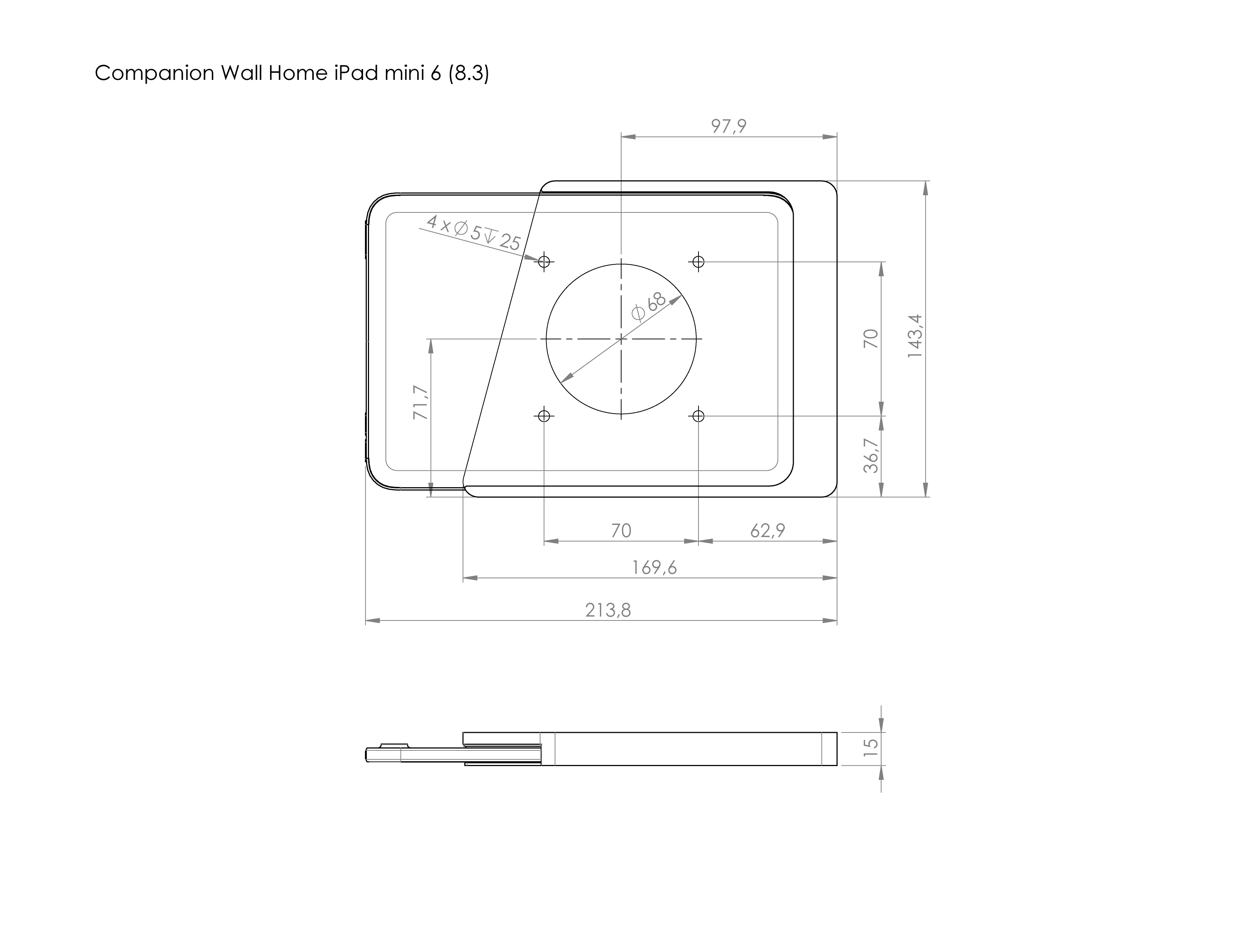 Displine Companion Wall Home for iPad mini measurement