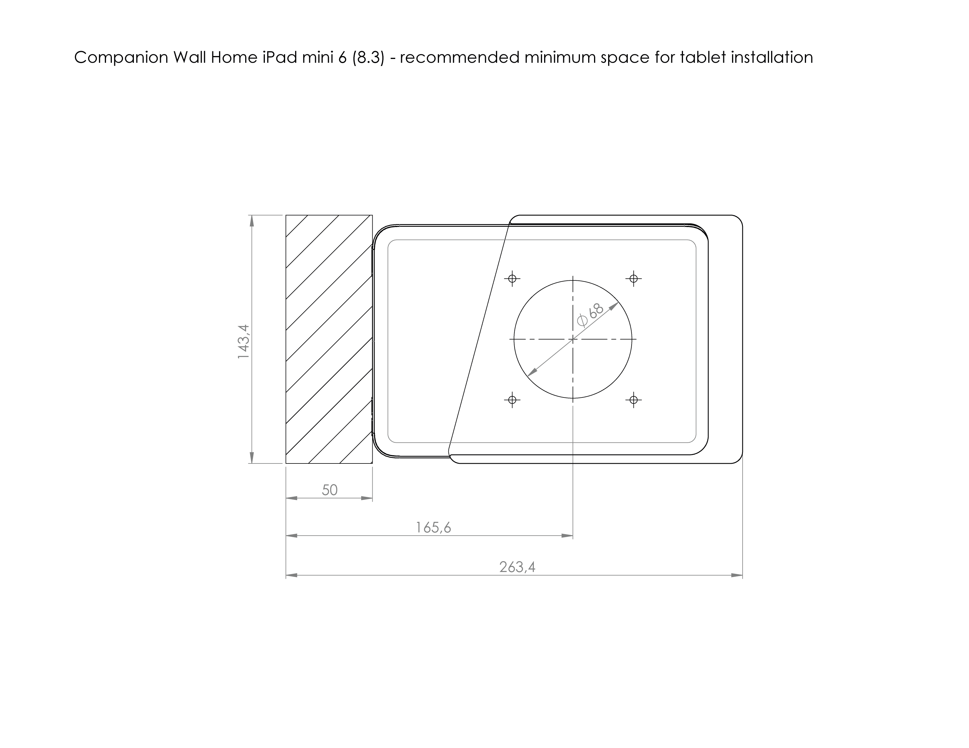 Displine Companion Wall Home for iPad mini measurements